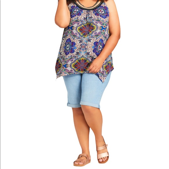 NWT Avenue 14/16 (1X) beaded print top - Picture 2 of 14